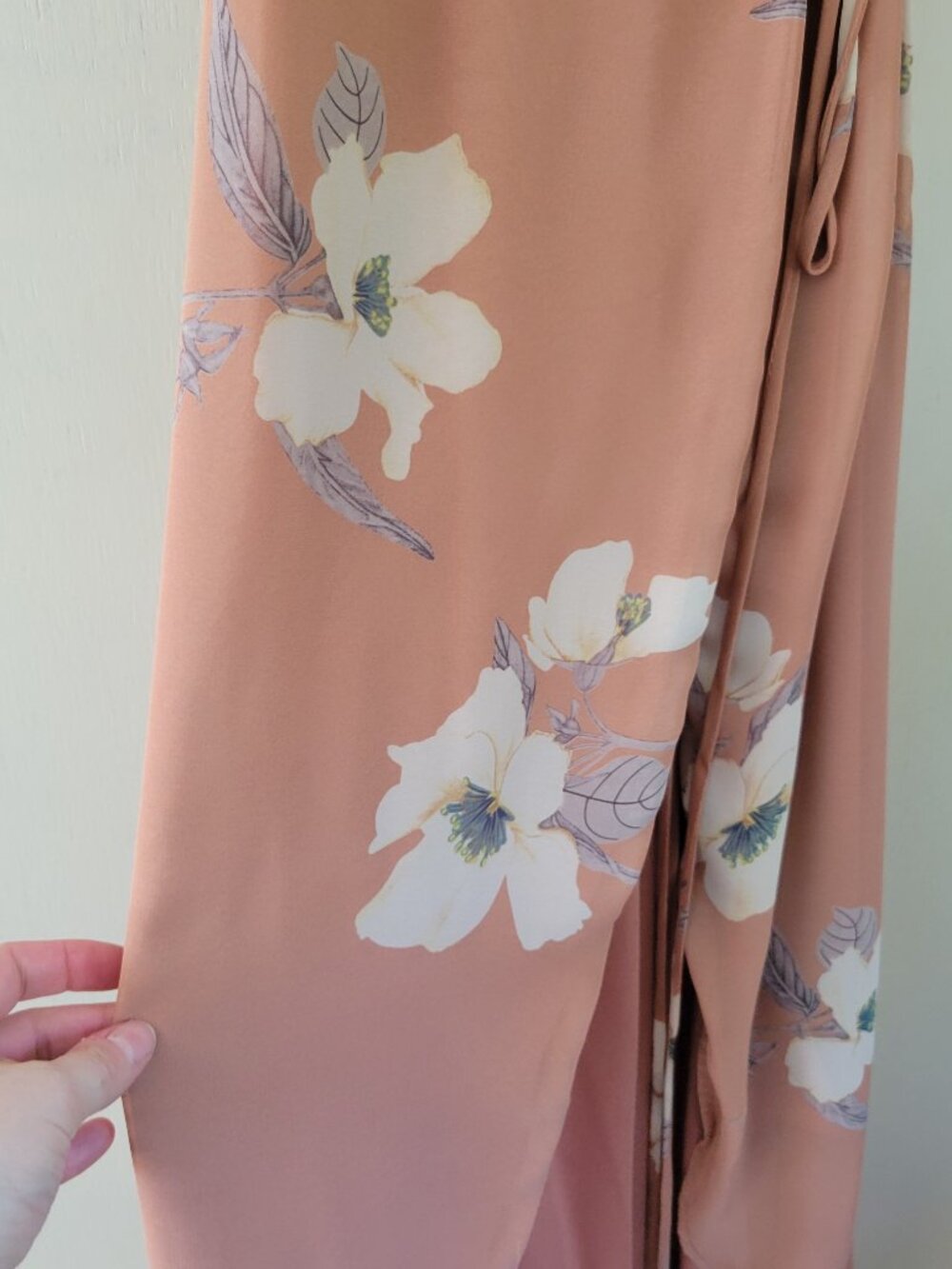 Lulus Blush Pink Floral Wrap Dress Ruffle Strap High Low Romantic Date Night - Picture 6 of 10